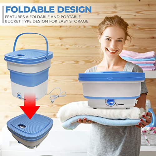 Portable Mini Washing Machine Lightweight Collapsible Bucket - Perfect for Camping, Travelling, Apartment, Dorm USA Brand - Pure Clean PUCWM33.5