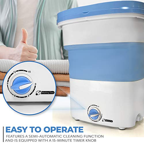 Portable Mini Washing Machine Lightweight Collapsible Bucket - Perfect for Camping, Travelling, Apartment, Dorm USA Brand - Pure Clean PUCWM33.5