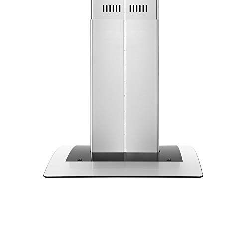 Empava 36" Island Range Hood Ducted Exhaust Kitchen Vent-Tempered Glass-Soft Touch Controls-3 Speed Fan-Permanent Filter LEDs Light in Stainless Steel