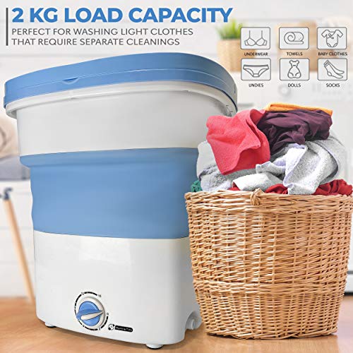 Portable Mini Washing Machine Lightweight Collapsible Bucket - Perfect for Camping, Travelling, Apartment, Dorm USA Brand - Pure Clean PUCWM33