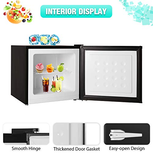 R.W.FLAME Upright Compact Freezer 1.2 Cu.ft, FreeStanding Mini Freezer with Single Door and Shelf, Adjustable temperature control, Cold Storage of Food & Beverage for Home, Office, Apartment(Black)