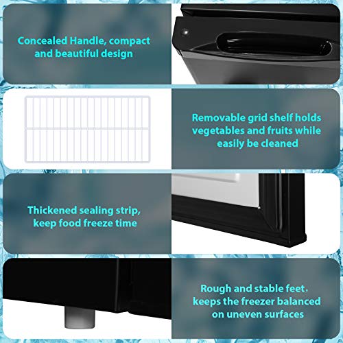 R.W.FLAME Upright Compact Freezer 1.2 Cu.ft, FreeStanding Mini Freezer with Single Door and Shelf, Adjustable temperature control, Cold Storage of Food & Beverage for Home, Office, Apartment(Black)