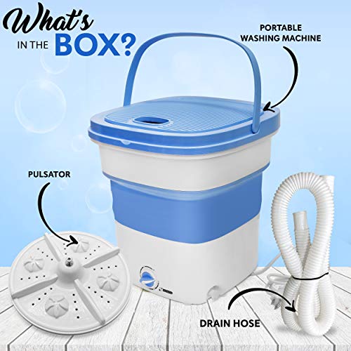 Portable Mini Washing Machine Lightweight Collapsible Bucket - Perfect for Camping, Travelling, Apartment, Dorm USA Brand - Pure Clean PUCWM33