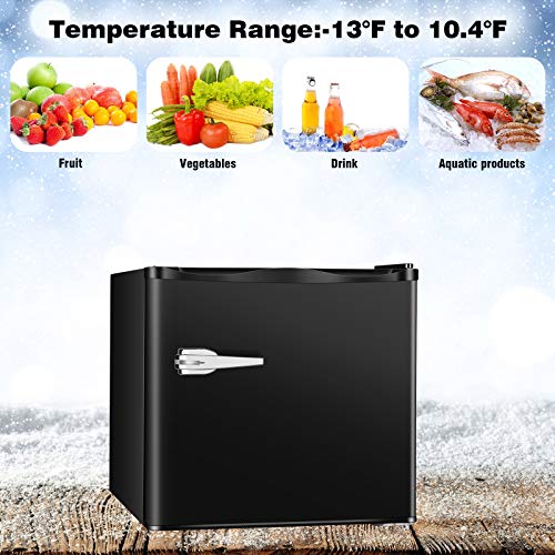 R.W.FLAME Upright Compact Freezer 1.2 Cu.ft, FreeStanding Mini Freezer with Single Door and Shelf, Adjustable temperature control, Cold Storage of Food & Beverage for Home, Office, Apartment(Black)
