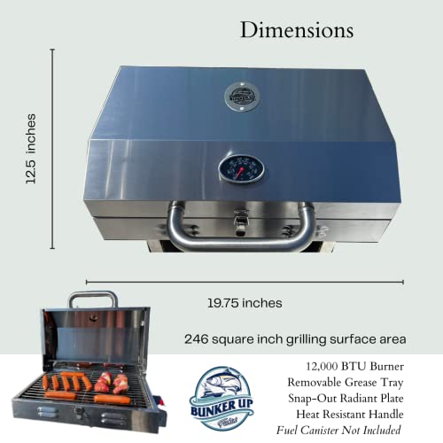 Boat Grill for Pontoon Boats Stainless Steel Adjustable Railing Mount - Fits 1 1/4â³ Square Rail