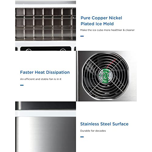 Northair Countertop Ice Maker 1 Gallon Square Ice 45lbs Daily Ice Cubes Ready in 20 Minutes with Ice Scoop