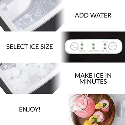 Astrong Ice Maker, Portable Countertop Ice Makers, SONIC Nugget Ice Maker- Make Ice 26LBS/24H, 8-10 Mins Quick Ice maker machine with Ice Scoop and Basket for Home/Office/Bar (Black)