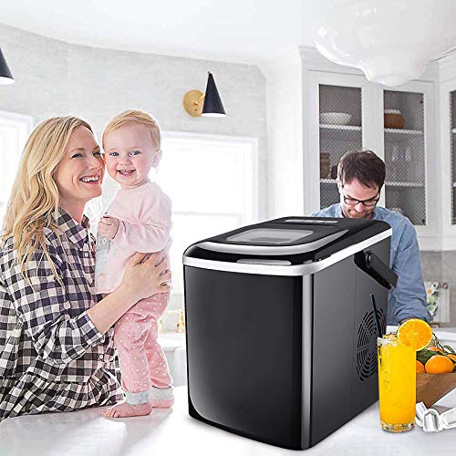 Astrong Ice Maker, Portable Countertop Ice Makers, SONIC Nugget Ice Maker- Make Ice 26LBS/24H, 8-10 Mins Quick Ice maker machine with Ice Scoop and Basket for Home/Office/Bar (Black)