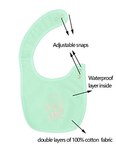 Cotton Waterproof Baby Girls' 8 Pack Bibs with Buttons for teething drooling eating
