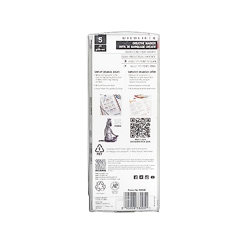 Zebra Pen PK Cool&REFIN Zebra Zensation Mildliner, Double Ended Highlighter, Broad and Fine Tips, Assorted Cool and Refined Colors, 5-Count, 5 Pack, Cool & Refined