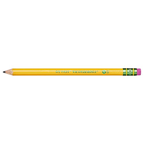 TICONDEROGA My First Pencils, Wood-Cased #2 HB Soft, Pre-Sharpened with Eraser, Yellow, 2-Pack (33306)