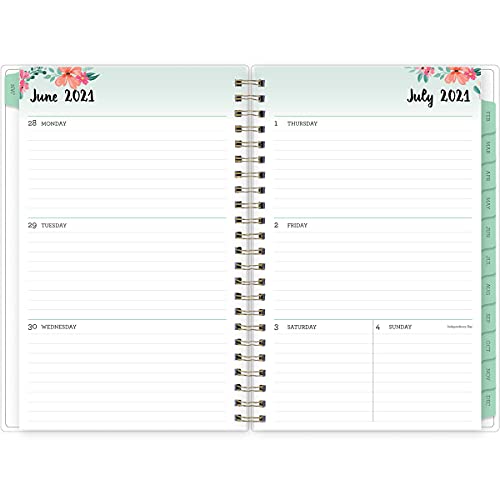 Blue Sky 2021-2022 Academic Year Weekly & Monthly Planner, 5" x 8", Frosted Flexible Cover, Wirebound, Laurel (131949)