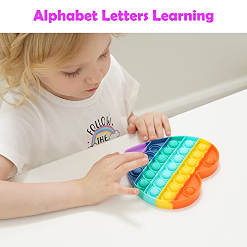 Mr Rex Pop Its Rainbow Heart Unicorn Fidget Pack Sensory Toy, Silicone Push Pop Bubble Autism Stress Toy Reliever Office School Game Crafts for Kids Adults(2 Pack-Rainbow Unicorn + Heart)