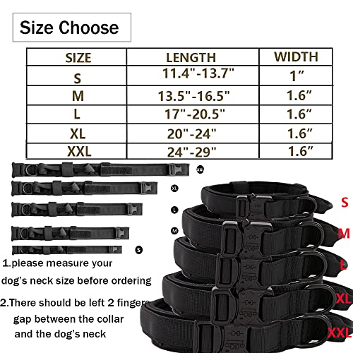 Tactical Dog Collar Military Dog Collar Adjustable Nylon Dog Collar Heavy Duty Metal Buckle with Handle for Dog Training ( Black ,M )