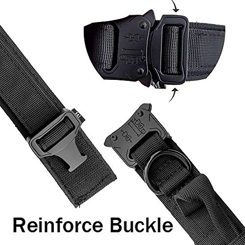 Tactical Dog Collar Military Dog Collar Adjustable Nylon Dog Collar Heavy Duty Metal Buckle with Handle for Dog Training ( Black ,M )