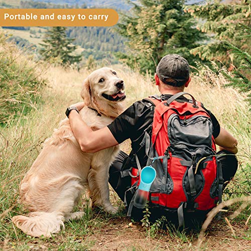 MAEXUS Dog Water Bottle, Portable Dog Bowl, Dog Travel Water Bottle with Leak Proof, Compact Puppy Water Dispenser for Pets Outdoor Walking Hiking, Dog Travel Bowl Food Grade (12 Oz Blue)