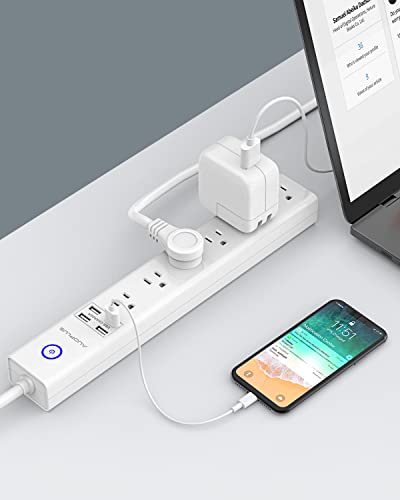 Power Strip with USB 2 Pack, AUOPLUS Surge Protector Power Strip with 6 Outlets and 4 USB Ports, 6 ft Extension Cord, Wall Mountable Flat Plug Power Strip with Overload Protection 1250W/10A/2100J