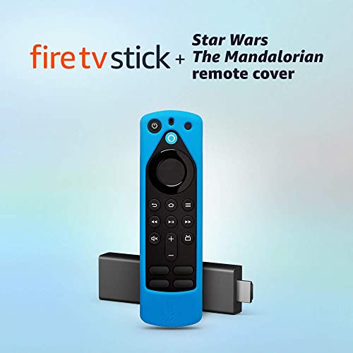 Fire TV Stick (3rd Gen) with Alexa Voice Remote (includes TV controls) + Star Wars The Mandalorian remote cover (Bounty Blue)