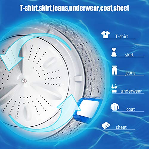 Full-Automatic Washing Machine, 2.1Cu.ft/15.4lbs Krib Bling Portable Compact Laundry Washer with Drain Pump, 10 Wash Programs 4 Water Levels with LED Display
