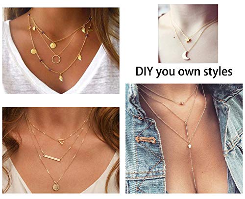 20 PCS Multiple DIY Layered Choker Necklace for Women with Sexy Coin Moon Star Multilayer Choker Chain Y Necklaces Set Adjustable Gold Silver Bar Pendant Y Necklace for Teens Girls Women (20 PCS)