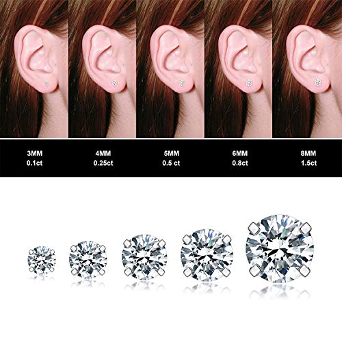 Cubic Zirconia Hypoallergenic Stud Earrings for Women Men Girls Statement Cartilage Fashion Surgical Steel Helix Earrings 5 Pairs