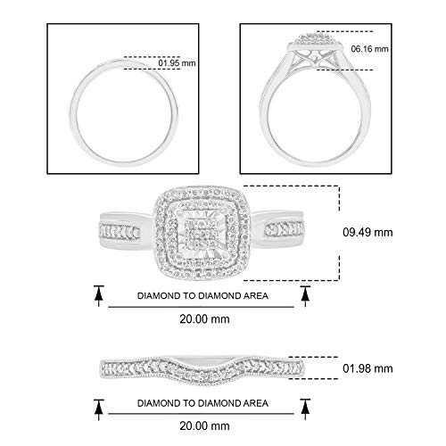 Cali Trove Silver Diamond Wedding Ring Set