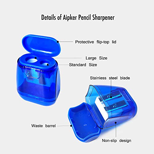 Manual Pencil Sharpeners, 4PCS Colorful Compact Dual Holes Sharpener with Lid for Kids & Adults, Portable Pencil Sharpener for Travel School Office and More