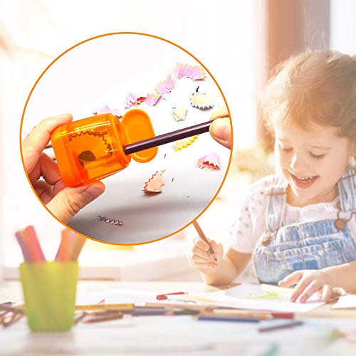 Manual Pencil Sharpeners, 4PCS Colorful Compact Dual Holes Sharpener with Lid for Kids & Adults, Portable Pencil Sharpener for Travel School Office and More