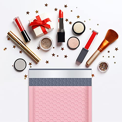 UCGOU 4x8" Light Pink Bubble Mailers Padded Envelopes Shipping Bags 50pcs (Inside Size: 4x7")