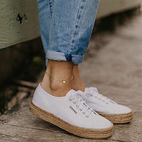 Ursteel Ankle Bracelets for Women, A Initial Anklets 14K Gold Plated Dainty Layered Heart Letter A Anklets for Women Teen Girls