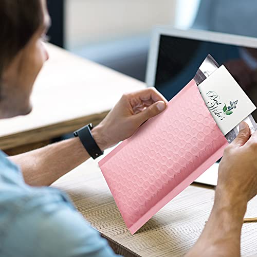 UCGOU 4x8" Light Pink Bubble Mailers Padded Envelopes Shipping Bags 50pcs (Inside Size: 4x7")