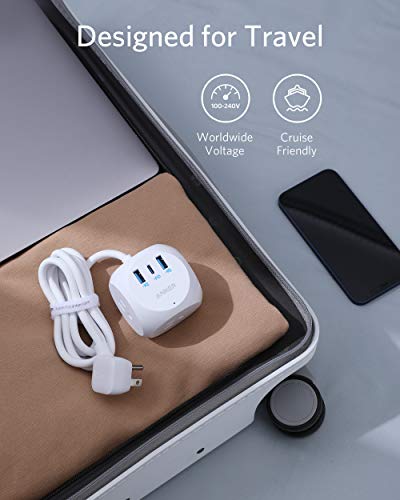 Anker Power Strip with USB C, PowerExtend USB-C 3 Cube with 3 Outlets and USB (30W USB C), 5 ft Extension Cord, Power Delivery High-Speed Charging for iPhone 12/12 Pro / 12 Pro Max, Travel Friendly