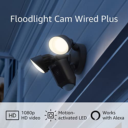 All-new Ring Floodlight Cam Wired Plus with motion-activated 1080p HD video, Black (2021 release)