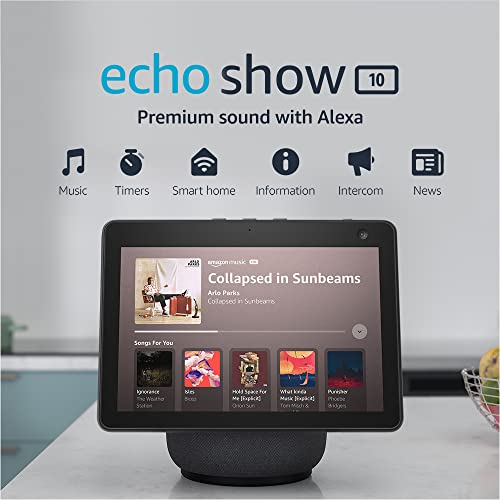 Echo Show 10 (3rd Gen) | HD smart display with motion and Alexa | Charcoal