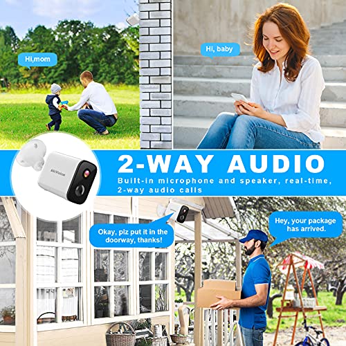 Security Camera Outdoor, Wireless Rechargeable Battery Powered 1080P WiFi Home Surveillance Camera with Waterproof, Night Vision, Motion Detection, 2-Way Audio and SD Storage