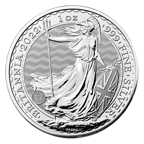 2022 UK 1 oz British Silver Britannia Coin Brilliant - Queen Elizabeth II on Obverse Pound Uncirculated