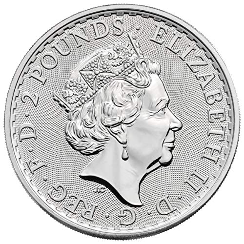 2022 UK 1 oz British Silver Britannia Coin Brilliant - Queen Elizabeth II on Obverse Pound Uncirculated