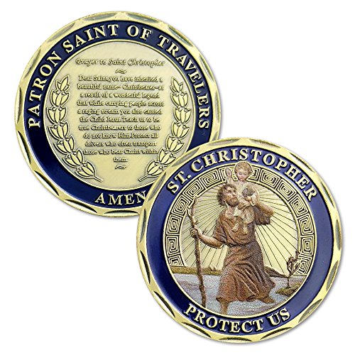 Patron Saint of Travelers Prayer Commemorative Coin St Christopher Challenge Coin for Travelers