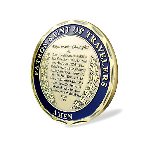 Patron Saint of Travelers Prayer Commemorative Coin St Christopher Challenge Coin for Travelers