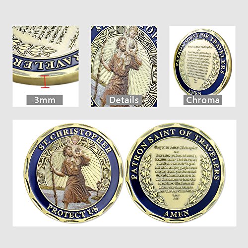 Patron Saint of Travelers Prayer Commemorative Coin St Christopher Challenge Coin for Travelers