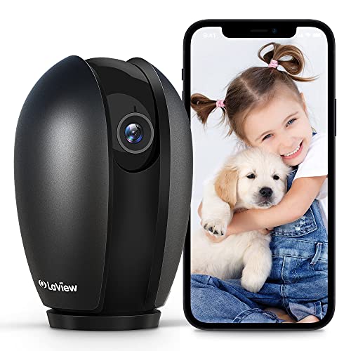 LaView PT Dog Camera Indoor,Camera for Home Security with Motion Detection,1080p WiFi Security Camera for Baby/Pet/Nanny,Night Vision,Compatible with Alexa,US Cloud Service,iOS & Android & Web Access