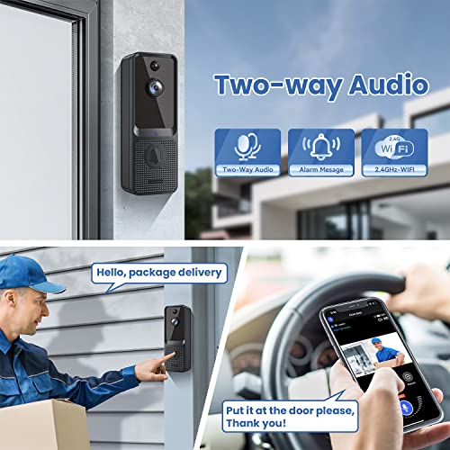 Wireless Doorbell Camera with Chime - EKEN Smart Video Doorbell Camera with Motion Detector | Cloud Storage | HD Live Image | 2-Way Audio | Night Vision | 2.4G WiFi | 100% Wire-Free for iOS & Android