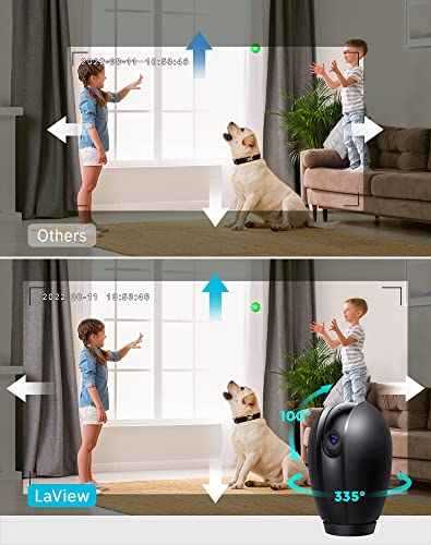 LaView PT Dog Camera Indoor,Camera for Home Security with Motion Detection,1080p WiFi Security Camera for Baby/Pet/Nanny,Night Vision,Compatible with Alexa,US Cloud Service,iOS & Android & Web Access
