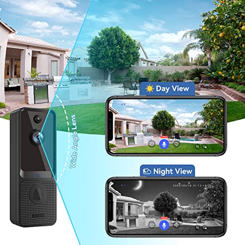 Wireless Doorbell Camera with Chime - EKEN Smart Video Doorbell Camera with Motion Detector | Cloud Storage | HD Live Image | 2-Way Audio | Night Vision | 2.4G WiFi | 100% Wire-Free for iOS & Android