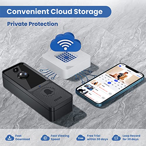 Wireless Doorbell Camera with Chime - EKEN Smart Video Doorbell Camera with Motion Detector | Cloud Storage | HD Live Image | 2-Way Audio | Night Vision | 2.4G WiFi | 100% Wire-Free for iOS & Android