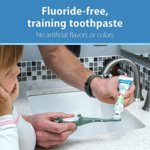 Dr. Brown's Infant-to-Toddler Training Toothbrush Set with Strawberry Fluoride-Free Toothpaste 1.4 oz, Soft for Baby's First Teeth, Giraffe, BPA Free, 0-3 Years