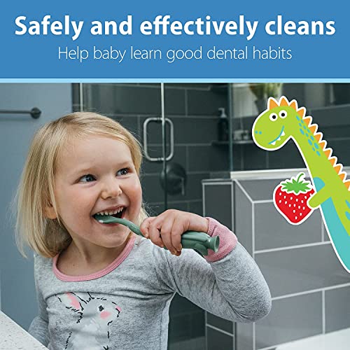 Dr. Brown's Infant-to-Toddler Training Toothbrush Set with Strawberry Fluoride-Free Toothpaste 1.4 oz, Soft for Baby's First Teeth, Giraffe, BPA Free, 0-3 Years