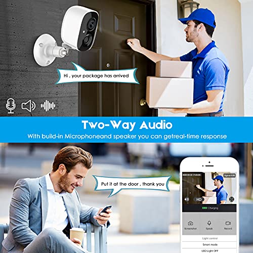 HAWKRAY Wireless Outdoor Security Camera with Spotlight, 1080P Battery Powered WiFi Surveillance Cameras for Home Security System, Night Vision, Motion Detection, 2-Way-Talk, IP65 Weatherproof
