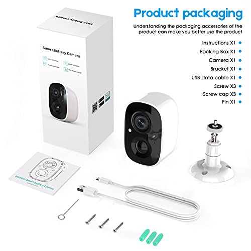 HAWKRAY Wireless Outdoor Security Camera with Spotlight, 1080P Battery Powered WiFi Surveillance Cameras for Home Security System, Night Vision, Motion Detection, 2-Way-Talk, IP65 Weatherproof