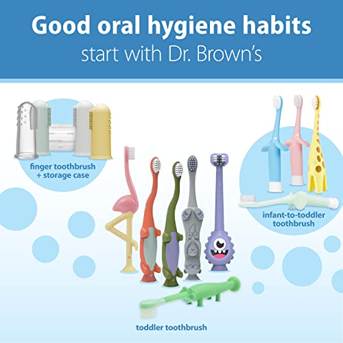 Dr. Brown's Infant-to-Toddler Training Toothbrush Set with Strawberry Fluoride-Free Toothpaste 1.4 oz, Soft for Baby's First Teeth, Giraffe, BPA Free, 0-3 Years